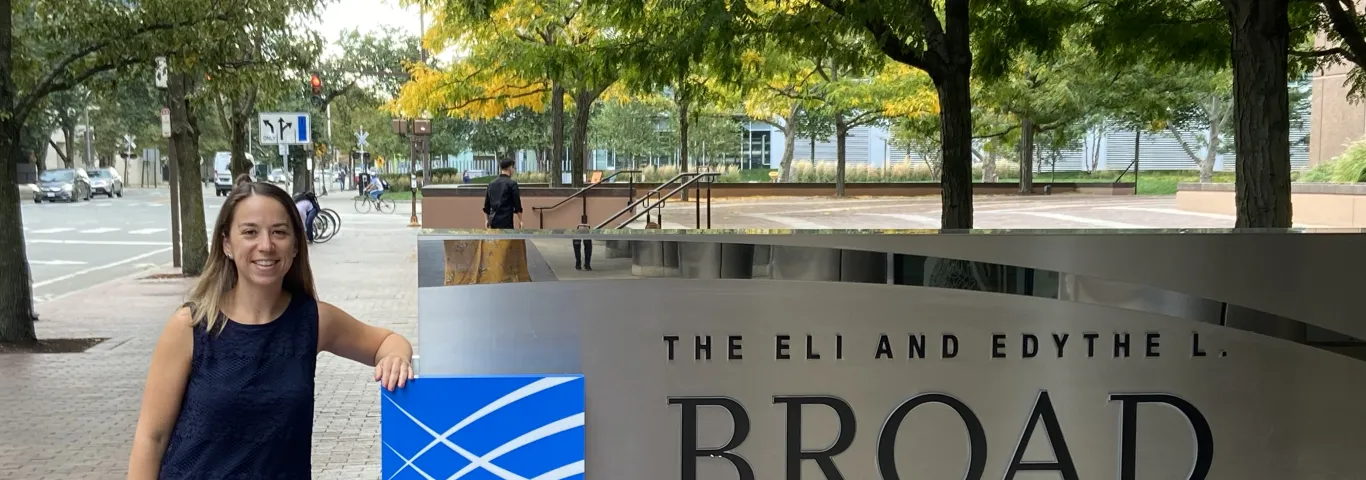 Rachel Gesserman with the Broad Institute sign