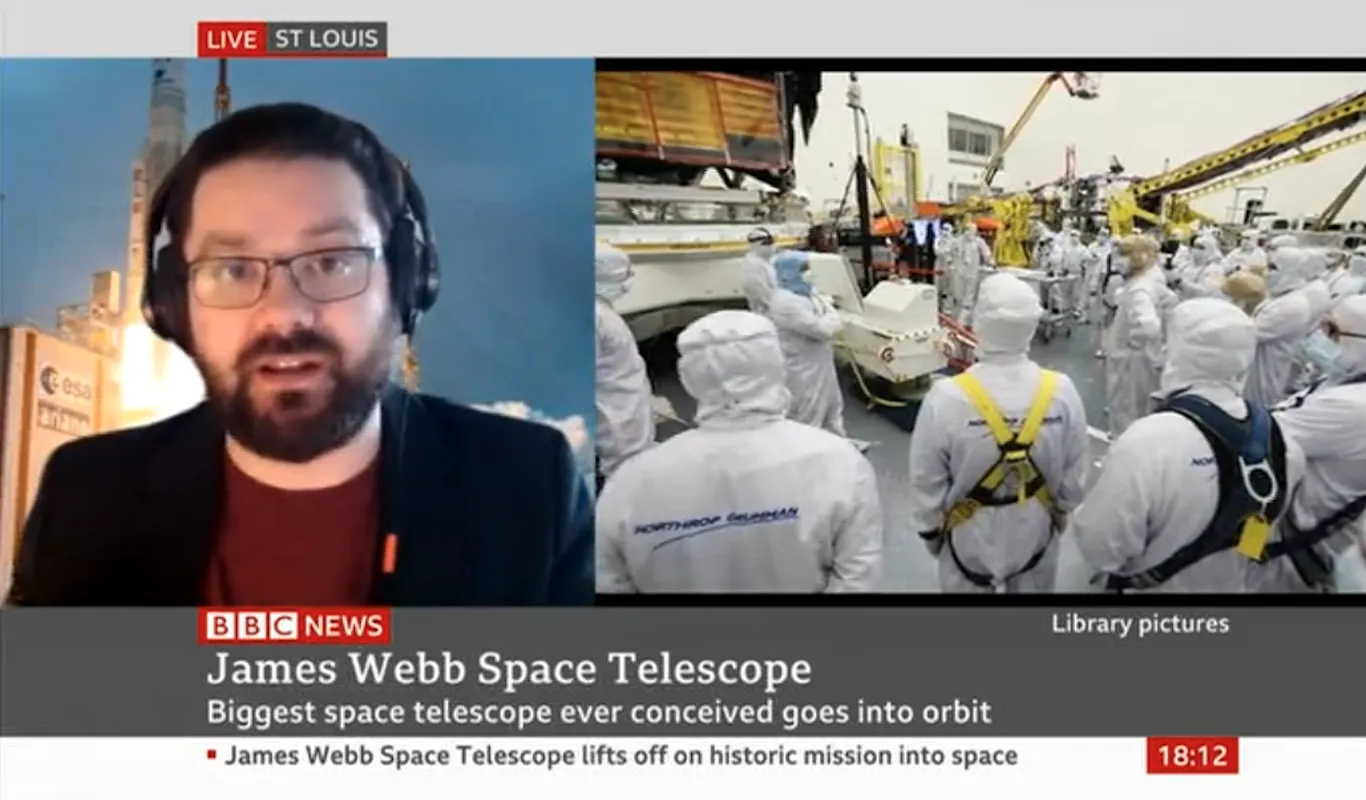 Paul Byrne appeared on BBC News on Dec 25, 2021 to discuss the launch of the James Webb Space Telescope