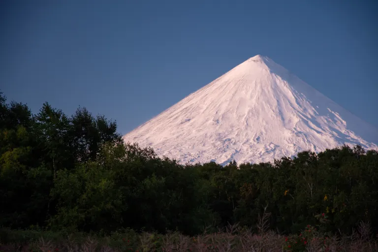 klyuchevskoy volcano from a distance