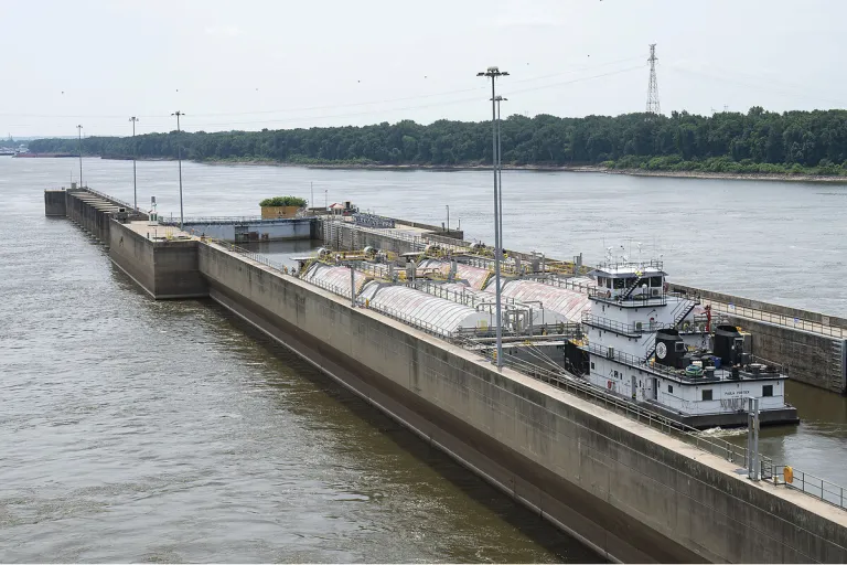 Barge on Mississippi River