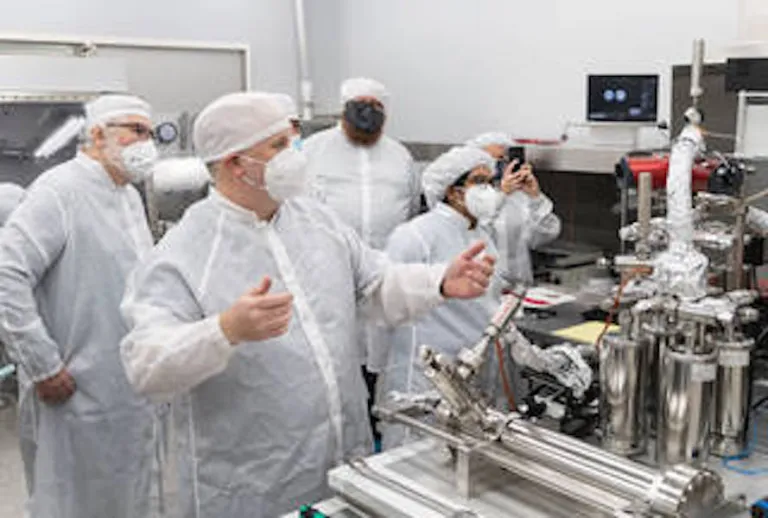 Front from left, Drs. Ryan Zeigler, Rita Parai, Francesca McDonald, Chip Shearer and back left from left, Drs. Zach Sharp from University of New Mexico and Francis McCubbin, ARES astromaterials curator. Credits: NASA/James Blair