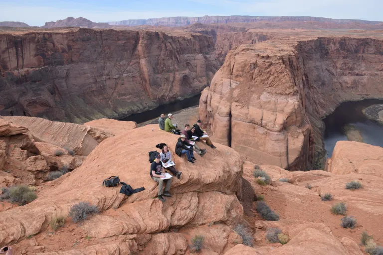 Students working on their maps at Horseshoe Bend, AZ. Photo credit: Phil Skemer