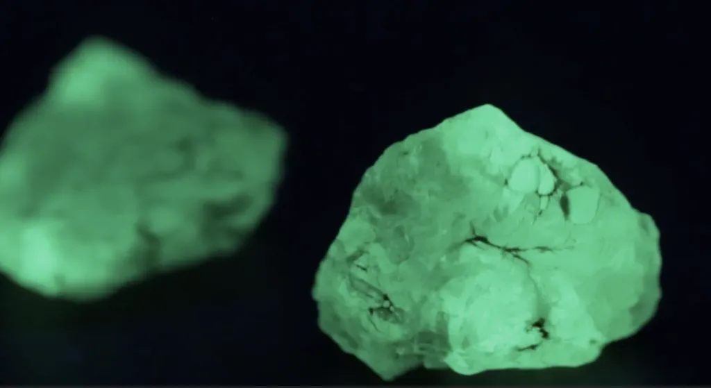 glowing green rocks