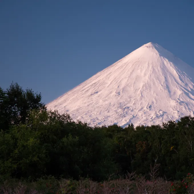 "klyuchevskoy volcano from a distance"