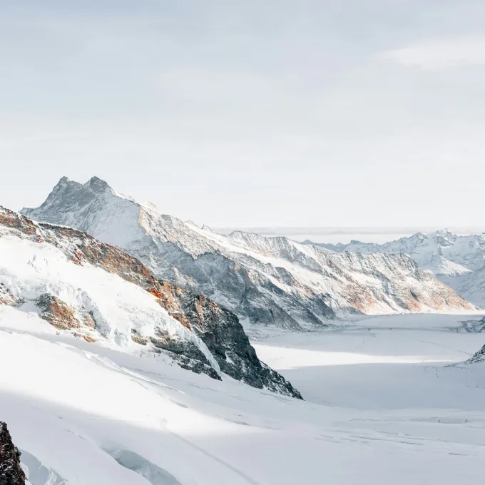 "Snow covered mountains"