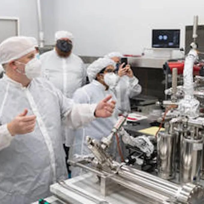 Front from left, Drs. Ryan Zeigler, Rita Parai, Francesca McDonald, Chip Shearer and back left from left, Drs. Zach Sharp from University of New Mexico and Francis McCubbin, ARES astromaterials curator. Credits: NASA/James Blair