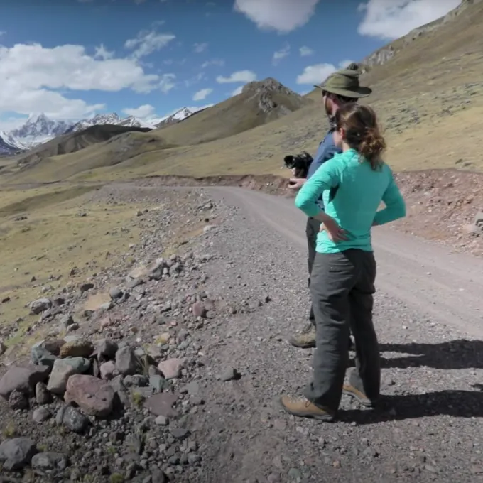 Screen shot from the award-winning "Sacred Sediments" video, featuring Bronwen Konecky
